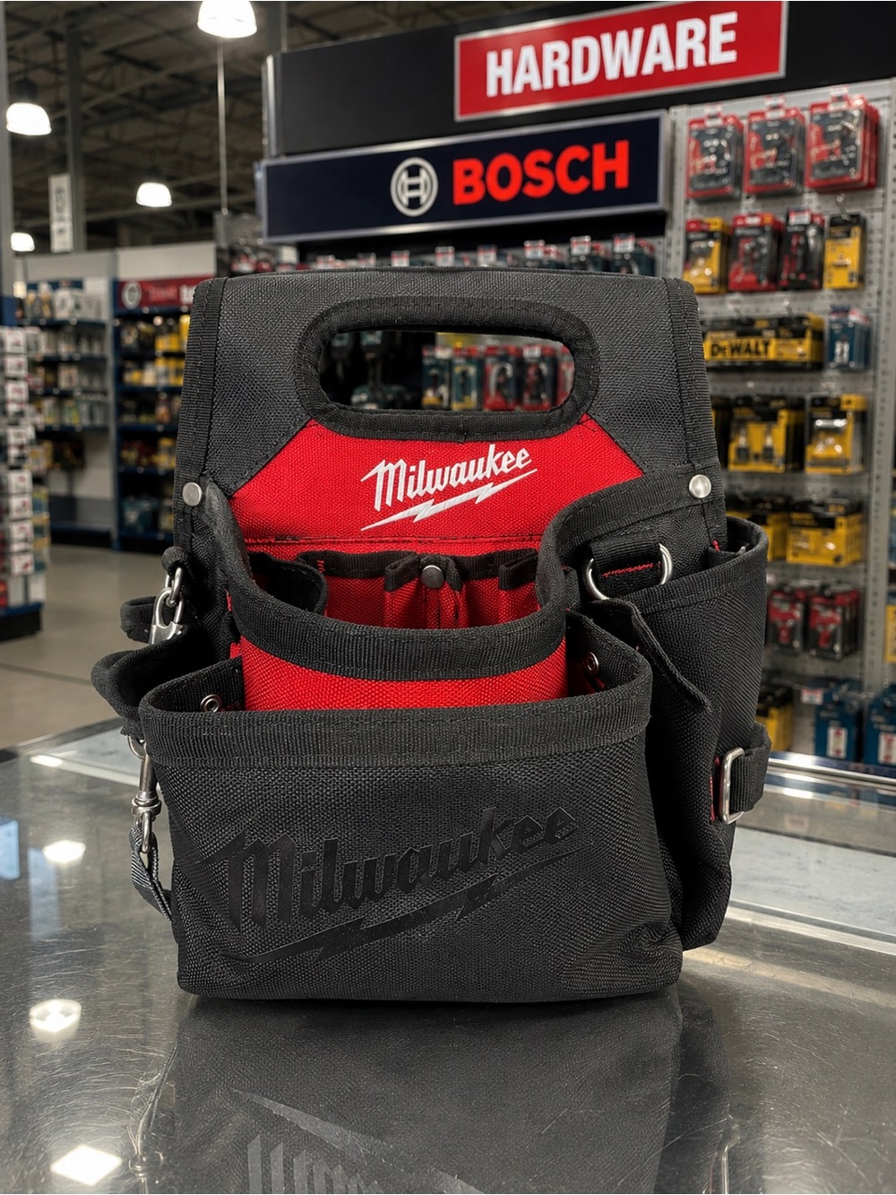 Milwaukee Jobsite Tool Organizer Tote Bag Black Red Multi Pocket